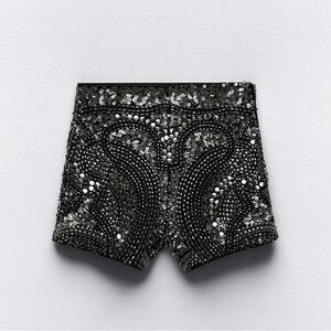 Brand new with tags Zara black and silver sequin shorts, XS